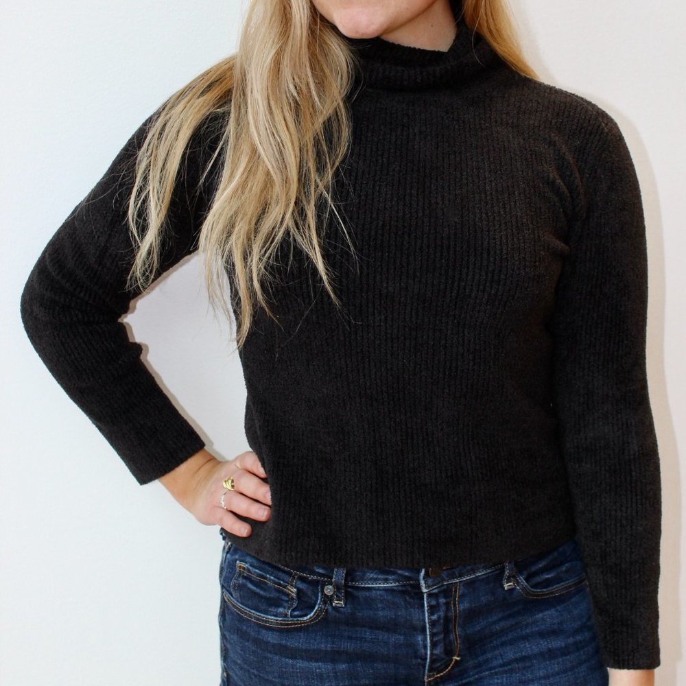 Talbots Fuzzy Turtleneck - Black